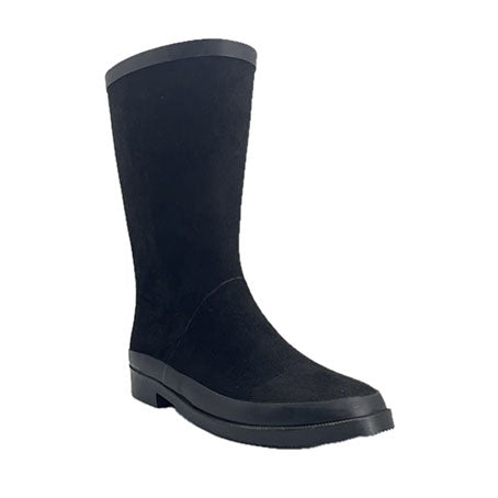 Suede riding style rain boots