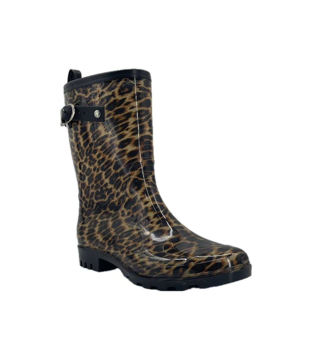 Women's rain boots with side buckle