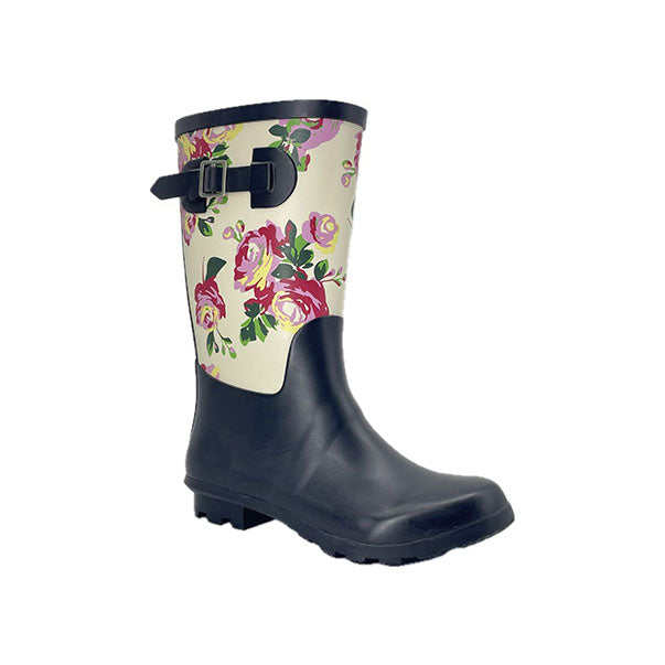 Women's fashionable climbing buckle rain boots